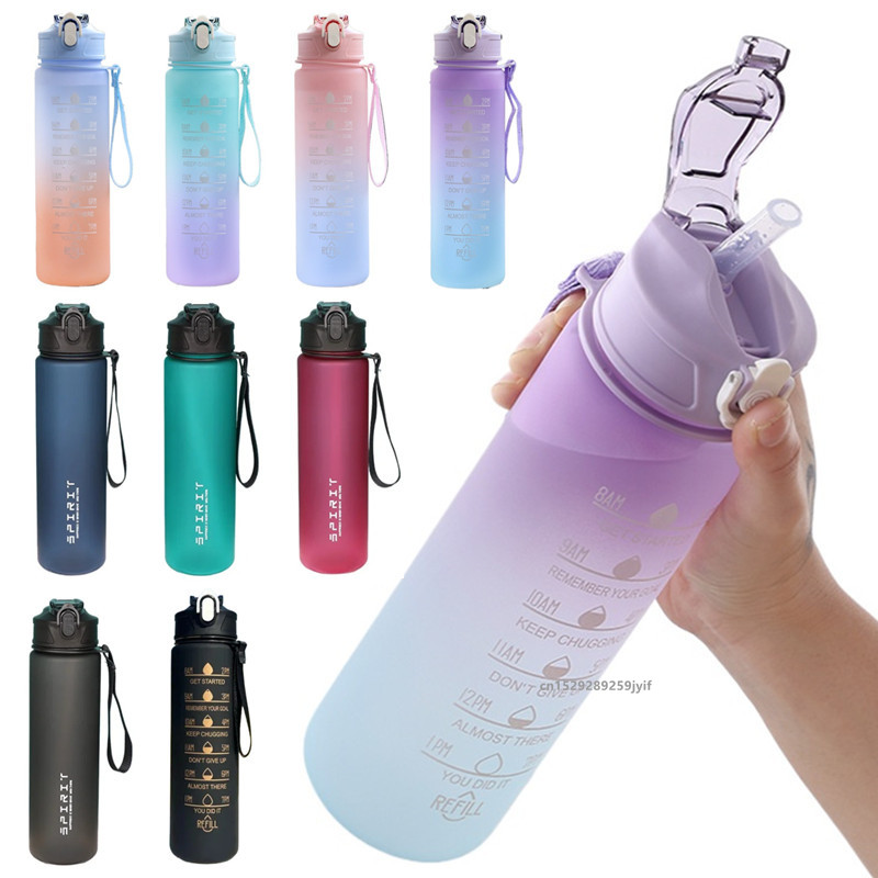 Smart Water Bottle Tracker - Botol Air Olahraga Motivasi dengan Sedotan