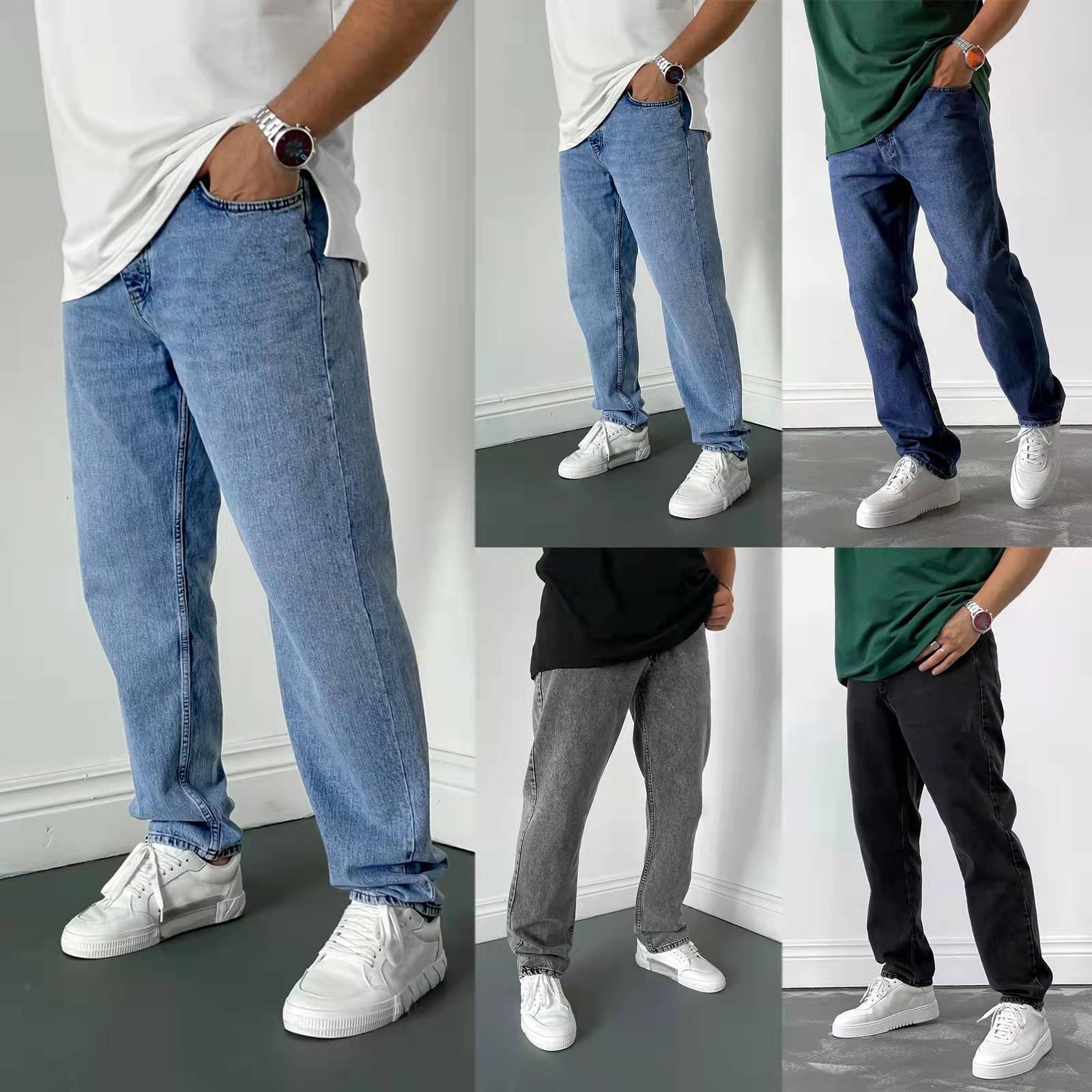 Smart Pen Digital - Celana Jeans Slim Straight-leg Pria Kelas